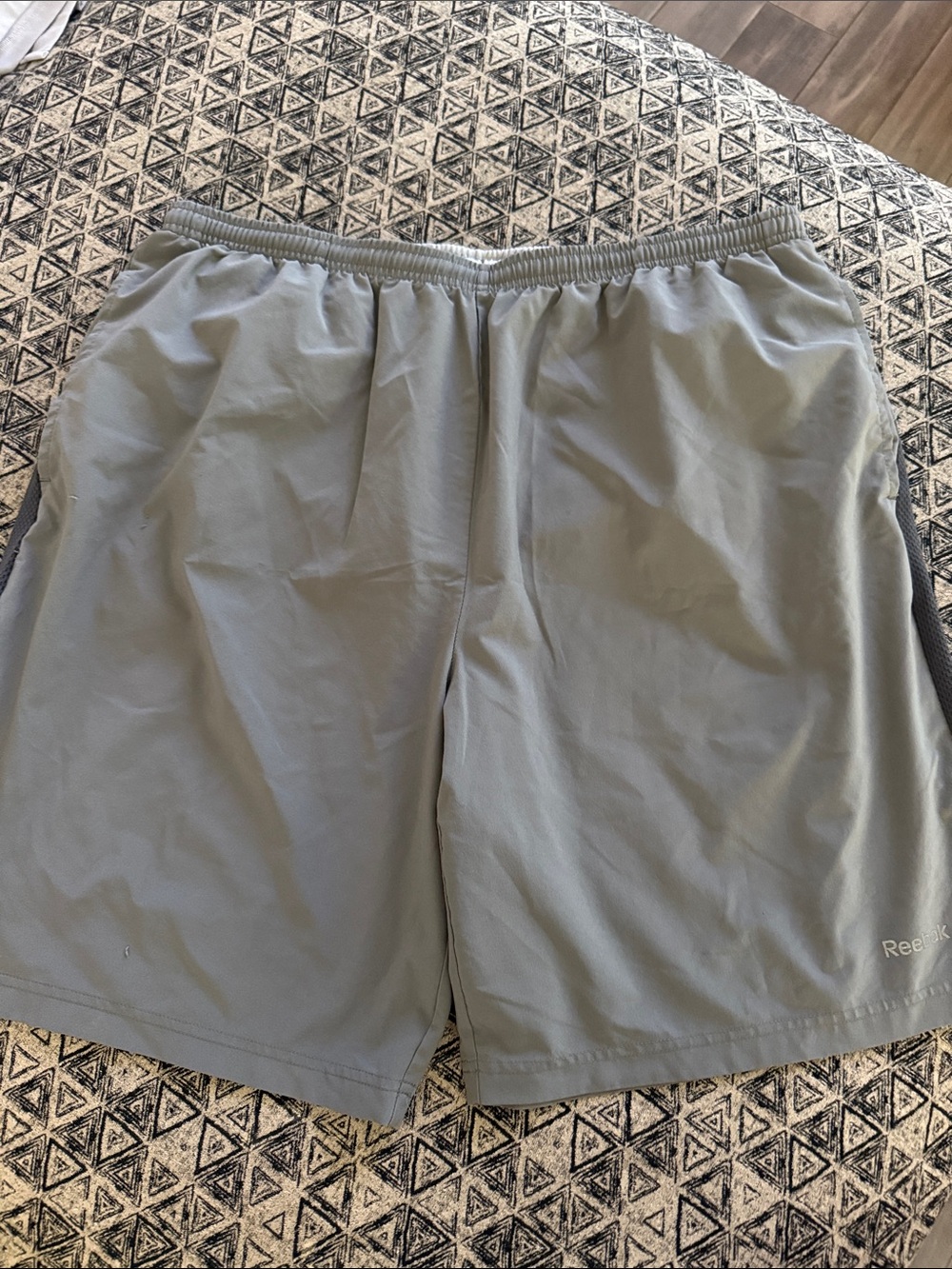 Reebok Men's Light Gray Athletic Shorts with Underwear Lining